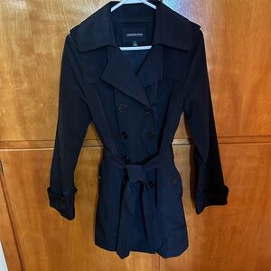 London Fog Black Double-Breasted Trench Coat - Small